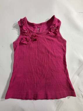 Extremely Me Pink Floral Accent Ribbed Tank Top Girls Size 4